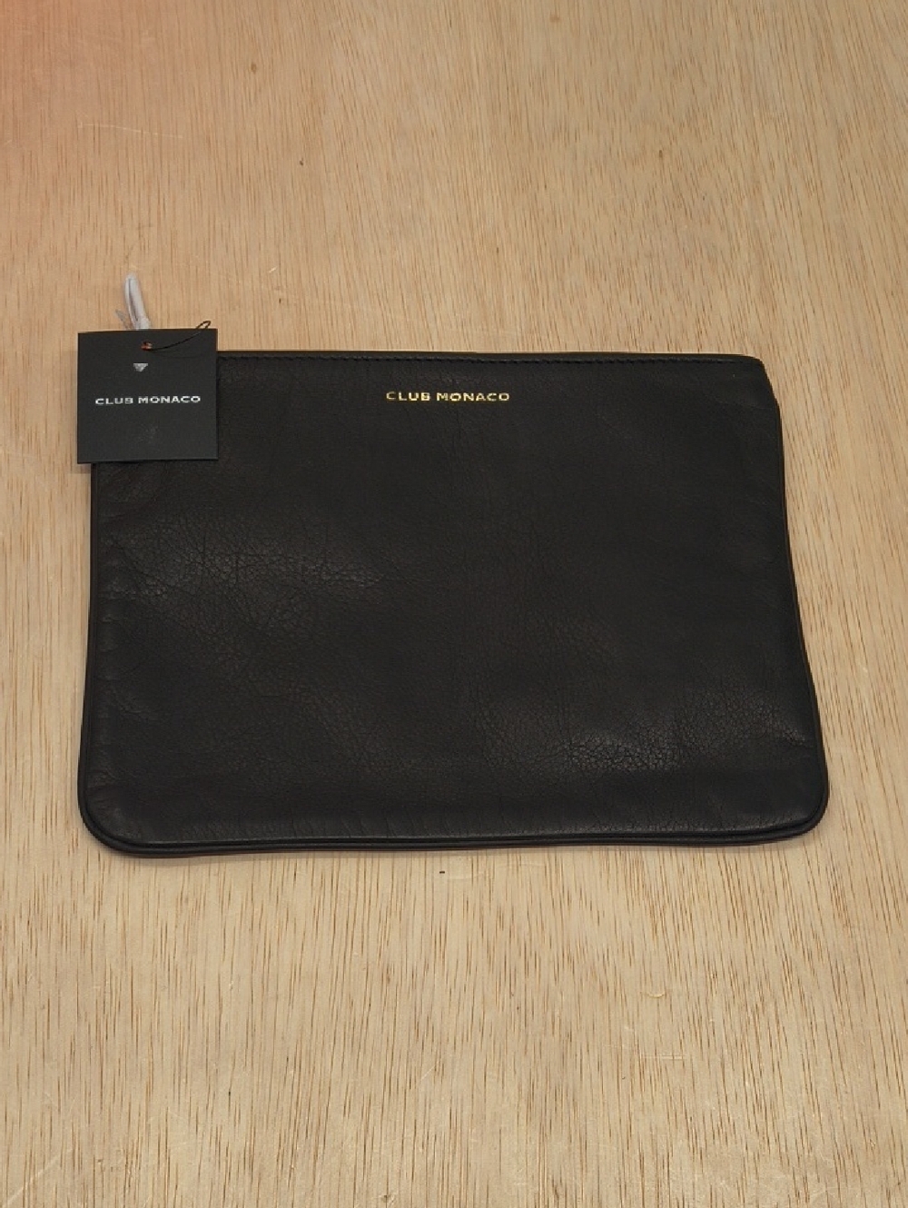 Club Monaco Logo Leather Pouch in Black